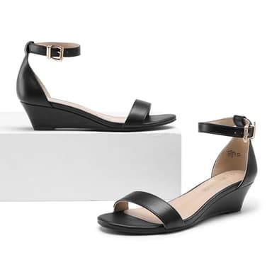 DREAM PAIRS Womens Open Toe Espadrilles Dressy Platform Sandals Slip on Elastic Ankle Strap Wedges Sandals,Size 11,Black/Pu,INGRID-W - Image 4