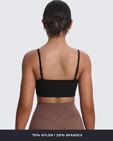 Aoxjox Women's Workout Bandeau Bras Training Fitness Running Yoga Crop Tank (Black, Medium) - Image 4