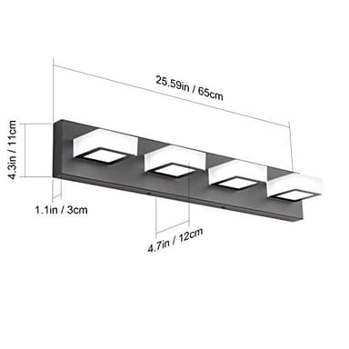 Ralbay LED Black 4 Lights Acrylic Lighting Fixtures Modern Matte Black Bathroom Vanity Lights - Image 6