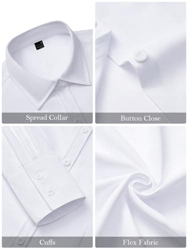 Button Down Shirts for Women Fitted Dress Shirt Long Sleeve Collared Blouse Work Business Office Attire Fall Outfits - All White M - Image 5