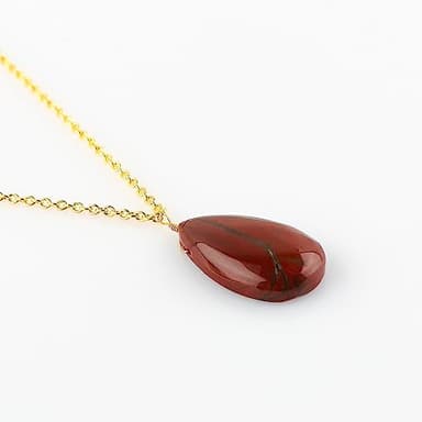TGH Handmade Red Jasper Pear Cabochon Necklace – Genuine Red Jasper – Grounding & Strength – Gold Plated – Boho Elegant – 18 Inch Adjustable Chain – Perfect Valentine’s Day Gift - Image 2