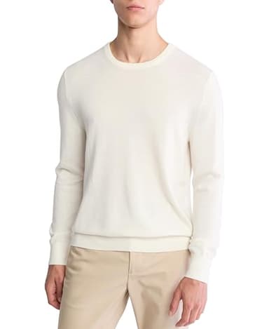 Calvin Klein Men's Extra Fine Merino Wool Sweater Antique White - Image 3