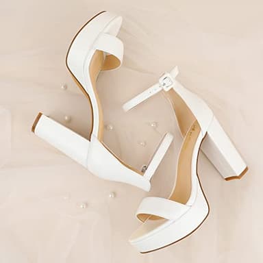Ankis Platform Heels 4 Inches Chunky heels Sandals for Women Comfy Open Toe Block Heeled Sandals Black Nude White Silver Gold Ankle Strappy Heels Black Chunky Platform Heels for Women Summer Dress - Image 2