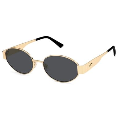 SOJOS Retro Oval Sunglasses for Women Trendy Classic Shades UV400 Protection, Gold/Grey - Image 1