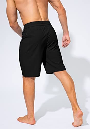 Men's Swim Trunks Quick Dry Board Shorts with Zipper Pockets Beach Shorts Bathing Suits for Men - No Mesh Liner(Black,M) - Image 4