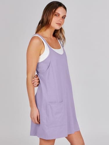 Prinbara Women Athletic Tennis Dress Summer Workout Sports Mini Romper Dress Built in Shapewear Shorts Sundress 2025 Outfits Lilac X-Small - Image 3