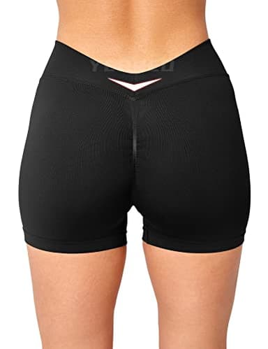 YEOREO Workout Scrunch Shorts Women V Back Gym Butt Lifting Liz High Waisted Seamless Shorts Black S - Image 8