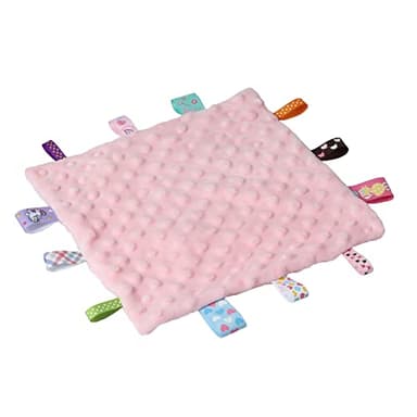 CREVENT Tag Security Blankets for Babies, Soft Small Loveys for Girls, Baby Comforter Sensory Blanket, Great Gifts for Birthday Baby Shower 10"X10" (Purple+Pink Tag, Crib) - Image 3