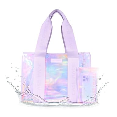 Case-Mate Official Soap Bubble Jelly Tote – Iridescent Tote Bag with Phone Pouch for Women – Waterproof, Tip-Proof, Foldable & Washable – Handbag for Everyday Use, Travel, Pool & Vacation - Large - Image 1
