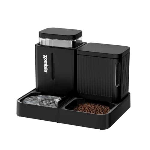 ZOMISIA Gravity Cat Feeder and Water Dispenser, 2 in 1 Cat Self Feeder with 180 Degree Rotatable, 2 Pack Automatic Feeding Large Capacity for Small Medium Dog Puppy Kitten, Black, 0.8 Gallon x 2 - Image 1