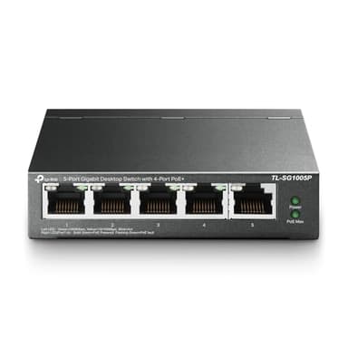 TP-Link TL-SG1005P, 5 Port Gigabit PoE Switch, 4 PoE+ Ports @65W, Desktop, Plug & Play, Sturdy Metal w/ Shielded Ports, Fanless, QoS & IGMP Snooping - Image 1