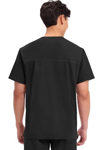 Cherokee Men's V-Neck Top Traditional fit with 4 Pockets, Ultra Soft, Durable, Fade Resistant, 2-Way Stretch Fabric - WW695, M, Black - Image 3