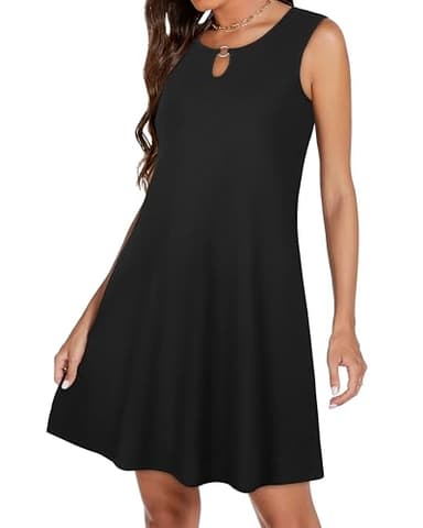 Summer Dresses for Women Casual Sleeveless Sundress Floral Loose Fit Beach Cover Up with Pocket（Black, 3XL - Image 4