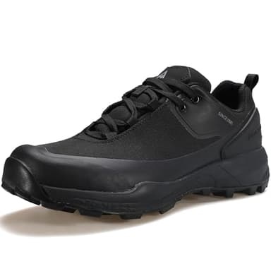 HUMTTO Men's Hiking Shoes - Waterproof Trekking Trail Footwear Lightweight Breathable Outdoor Work Sneakers 9.5 Black - Image 1