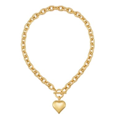 CLASSYZINT Gold Chunky Puffy Heart Pendant Necklaces for Women, Big Heart Chain Link Necklace Toggle Clasp Heart Charm Necklaces - Image 1