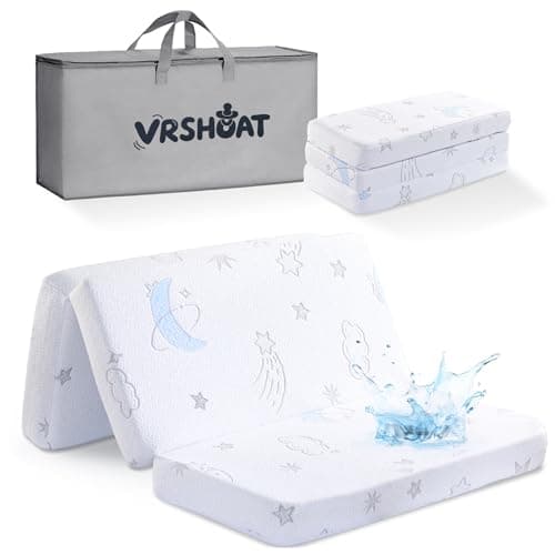 VRSHOAT Trifold Pack and Play Mattress 38"x26", Double-Layer Pack N Play Mattresses for Baby Toddler with Waterproof Washable Breathable Cover, Portable Mini Crib Mattress for Playpen - Image 1