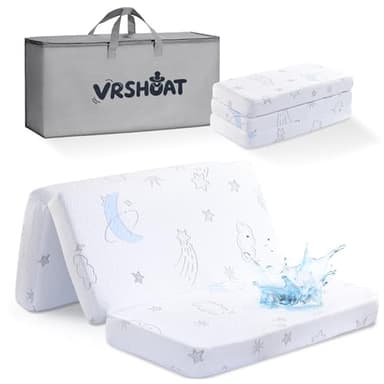 VRSHOAT Trifold Pack and Play Mattress 38"x26", Double-Layer Pack N Play Mattresses for Baby Toddler with Waterproof Washable Breathable Cover, Portable Mini Crib Mattress for Playpen - Image 1
