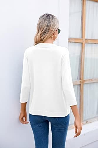 Bettysays Women's 3/4 Sleeve Open Front Cropped Cardigan Sweater Elegant Shrugs for Women - Image 4
