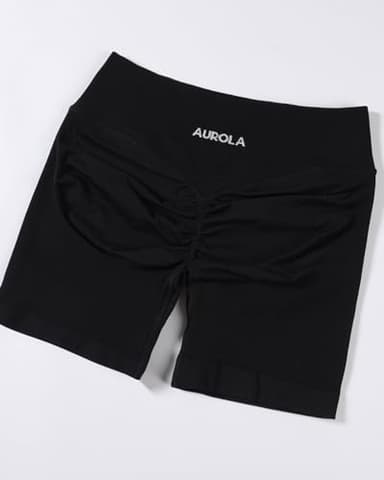AUROLA Influence Collection Workout Shorts for Women,No Roll Up Squat Proof New Scrunch Seamless Compression Gym Short, Black, L - Image 6