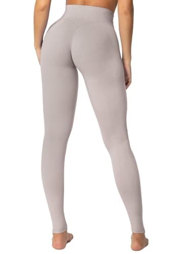 Sunzel Sunzfly Invisible Butt Scrunch Workout Leggings for Women, Butt Lifting High Waisted Gym Yoga Pants with Tummy Control 28" Beige X-Small - Image 5