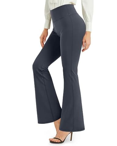 Promover Bootcut Yoga Pants for Women Flare Leggings High Waist Flared Bootleg Workout Pant for Casual Work Dress Pant(Grey-33,L) Gray - Image 1