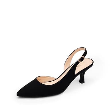 DREAM PAIRS Women's Kitten Heels Slingback Closed Pointed Toe Low Pumps Shoes Women Party Wedding Sexy Casual Dress Shoes,Size 11,Black-Nubuck,SDPU2454W - Image 1