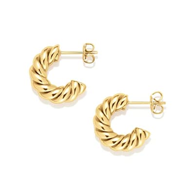 Amazon Essentials 14K Gold Plated Twisted Rope Hoop 15mm, Yellow 14K Gold - Image 3
