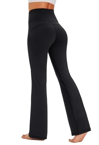 AFITNE Yoga Pants for Women Bootcut Pants with Pockets High Waisted Workout Bootleg Yoga Pants Tall Long Athletic Gym Pants Black - XL - Image 3