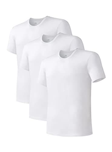 DAVID ARCHY Men's Undershirt Bamboo Rayon Moisture-Wicking White T-Shirts for Men Stretch Crewneck Tees for Men, 3-Pack (XL, White) - Image 1