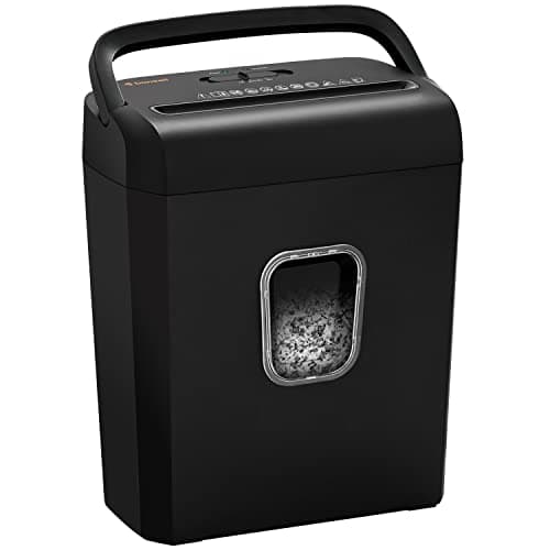 Bonsaii 6-Sheet Micro-Cut Paper Shredder, P-4 High-Security for Home & Small Office Use, Shreds Credit Cards/Staples/Clips, 3.4 Gallons Transparent Window Wastebasket, Black (C234-A) - Image 1