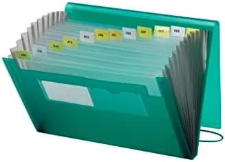 Smead Poly Expanding File, 12 Pockets, Flap and Cord Closure, Letter Size, Green (70878 - Image 3
