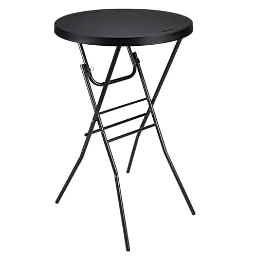 Byliable Cocktail Table 28in High Top Round Folding Indoor Outdoor, Plastic Bar Height Foldable Bistro Tall Table for Party, Patio, Dining Room, Kitchen, Events, Removable Locking Legs, Black - Image 1