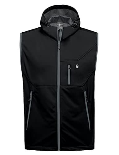 Little Donkey Andy Men's Lightweight Softshell Vest Hooded Windproof Sleeveless Jacket for Golf Travel Hiking Running Black XL - Image 3