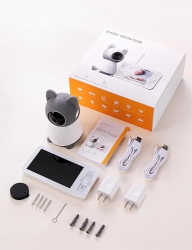 Yeluor 2K Baby Monitor, Baby Monitor with Camera and Audio, 5" Color Display, Infrared Night Vision, 2-Way Talk, Temperature & Sound Alarm, Cry & Motion Detection, Free Phone App - Image 8