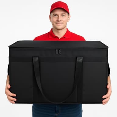 Bodaon Insulated Food Delivery Bag, XXXL Pizza Delivery Bags for Hot and Cold Food, Commercial, Large Capacity Reusable Warming Bag, Catering Cooler Bag for Doordash, Warmers for Parties (Black, 1Pk) - Image 4