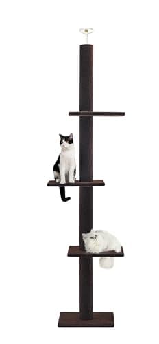 Max & Marlow Cat Tree Floor to Ceiling Cat Tower Height 95-108" Adjustable Kitten Tree Tall Climbing Tree with Carpet Scratching Post and Mat Cat Pole for Indoor Cats,Dark Brown - Image 1