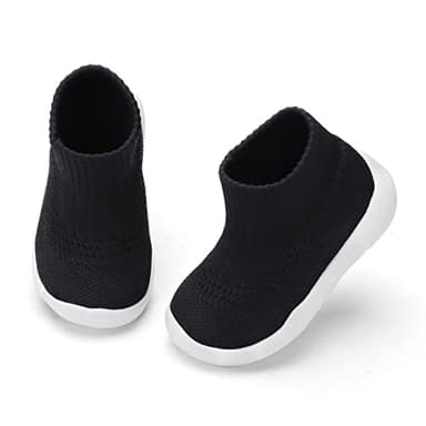 Engtoy Baby Boy Girls Animal Non-Skid Indoor Slipper Infants Breathable Elastic Socks Shoes with Memory Insole Protect Toes Panda Tiger Fox, Black 01, 9-12 Months Infant - Image 3