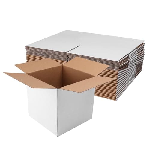 Hoikwo 8x8x8 Shipping Boxes Set of 25, White Corrugated Cardboard Box for Small Business for Packaging Mailing - Image 1