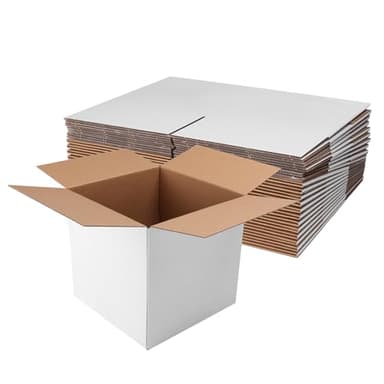 Hoikwo 8x8x8 Shipping Boxes Set of 25, White Corrugated Cardboard Box for Small Business for Packaging Mailing - Image 1
