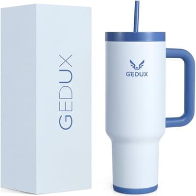 Gedux 40oz Tumbler With Handle, 2-IN-1 Leak Proof Lid (Straw/Flip), Insulated Water Bottle, Stainless Steel Tumbler with Non-Slip Silicone, Wide Mouth Travel Mug Cupholder Friendly Dishwasher Safe - Image 1