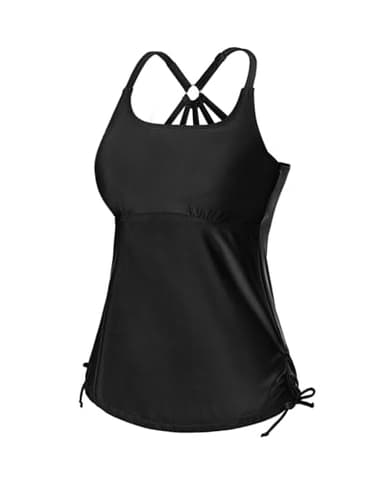 Holipick Womens Tankini Swim Top Only Tankini Bathing Suit Tops No Bottom Black - Image 3