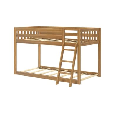 Max & Lily Fundamental Twin Low Bunk Bed, Kids Solid Wood Modern Bed Frame with Strong Wooden Slats, Non-Toxic Finishes, High Weight Capacity, Pecan - Image 5