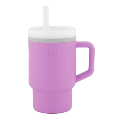 Infantino My 1st Tumbler, Silicone Sippy Cup with Straw & Handle, Spill-Resistant Baby Cup for On-the-Go, BPA-Free Transition Bottle, Lilac - Image 1