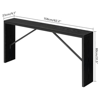 MAHANCRIS Console Table, 62.2" Long Sofa Table Behind Couch, Narrow Entryway Table, Farmhouse Dining Table with Angled Metal Frame, Industrial Console Table for Entryway, Black CTHB15801 - Image 3