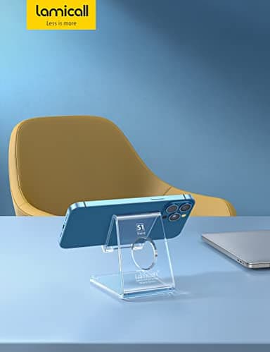Lamicall Cell Phone Stand, Desk Accessories - Clear Office Cell Phone Holder, Acrylic Phone Stand, Desktop, Acrylic Office Desk Accessories, Office Decor, Suitable for iPhone, 4-8'' Phone - Image 7
