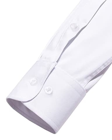 Alimens & Gentle Men's Dress Shirts Long Sleeve Wrinkle-Free Stretch Shirts Solid Formal Button Down Shirt with Pocket White - Image 6