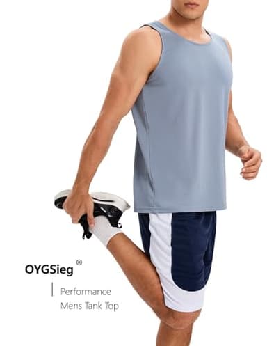 OYGSieg 6 Pack Men's Quick Dry Workout Tank Tops Breathable Gym Sleeveless Muscle Shirts for Active Men SetA M - Image 6