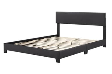 Allewie Full Size Bed Frame with Adjustable Headboard, Faux Leather Platform Bed with Wood Slats, Heavy Duty Mattress Foundation, No Box Spring Needed, Noise-Free, Easy Assembly, Black - Image 8