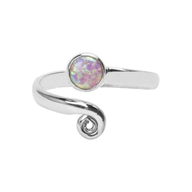 Light Pink Opal Toe ring midi ring 925 Solid Sterling Silver Girl Women Body Jewellery Lab Opal Adjustable Stone Toe Rings - Image 1