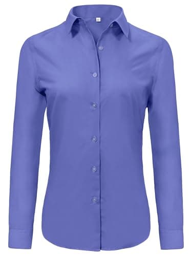 Ruisin Womens Button Down Shirts for Women Formal Work Button-Down Shirt Dress Blouses Tops Periwinkle Blue Size 4XL - Image 1